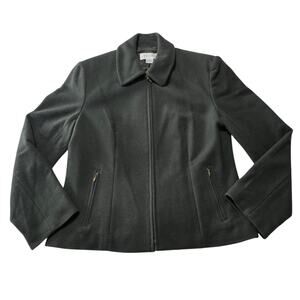 Annex Casual Corner Wool Cashmere Zip Jacket Blazer Womens 12 Dark Green